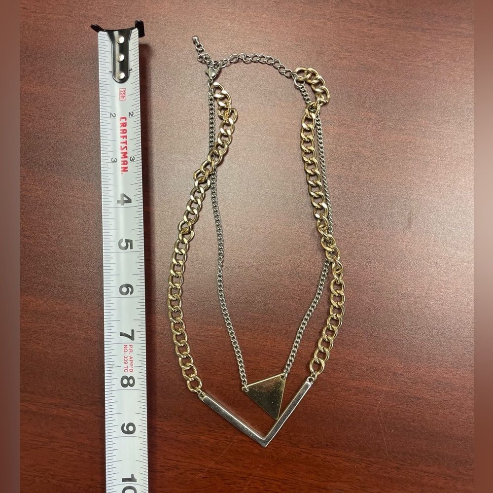 Urban Outfitters Geometric Two Tone Gold Silver Double Layer Necklace